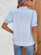 Dam Blus Randig Vardag Elegant Puffärm