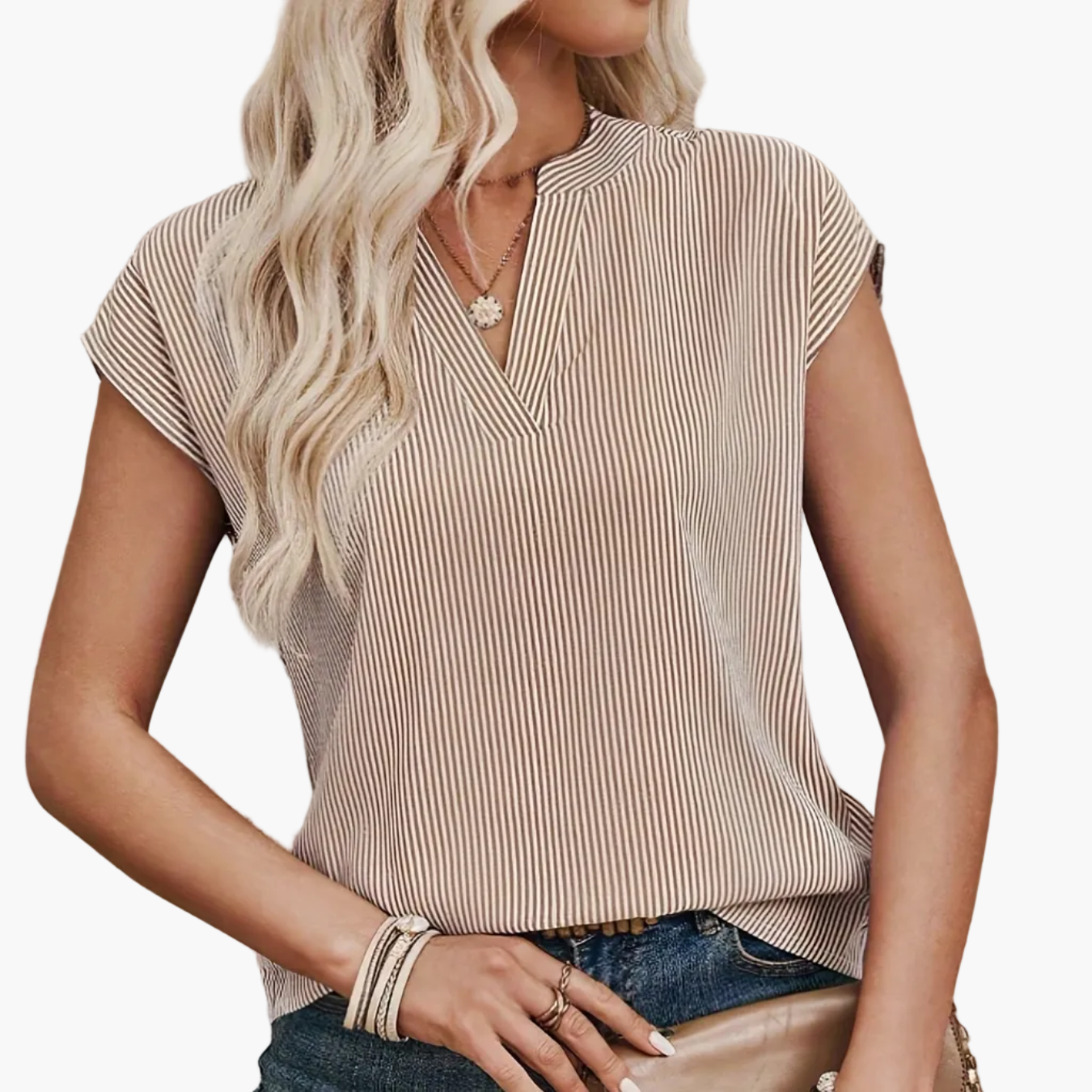 Dam Blus Elegant Randig V