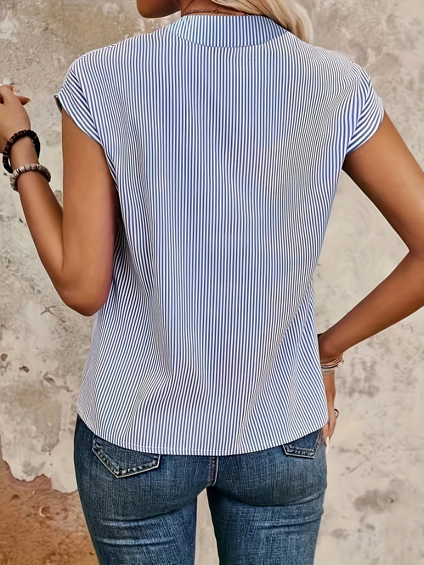 Dam Blus Elegant Randig V