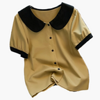 Dam Blus Elegant Kortärmad Med Krage