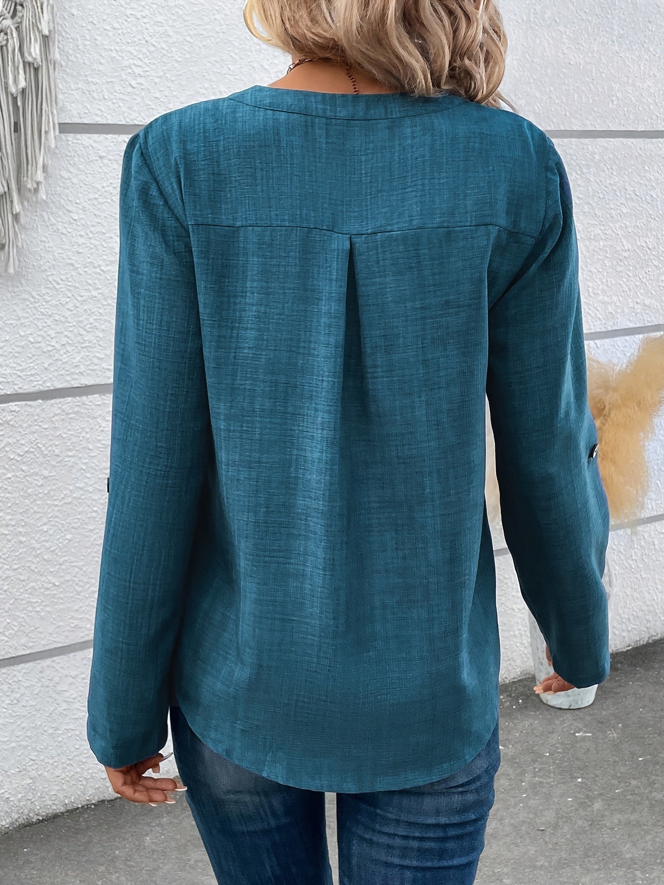 Dam Blus Vardagsstil med Enkel Fickdetalj
