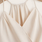 Dam Halterneck Draperad Ärmlös Blus