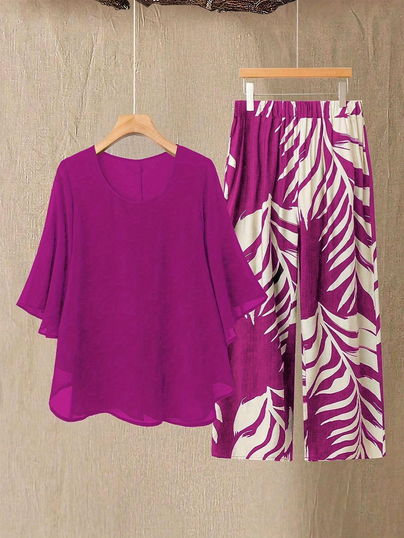 Damset Blus och Vida Byxor