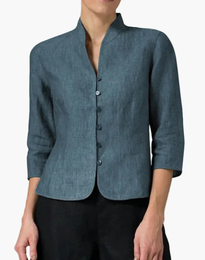 Dam Blus Kavajstil Ståkrage Elegant Vardags