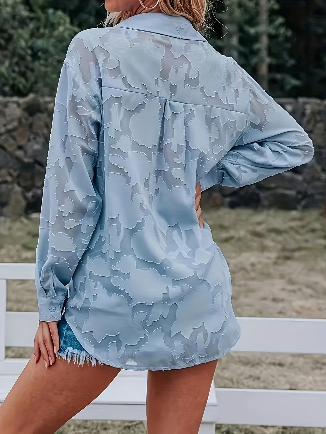 Dam Blus med Blommönster och Elegant