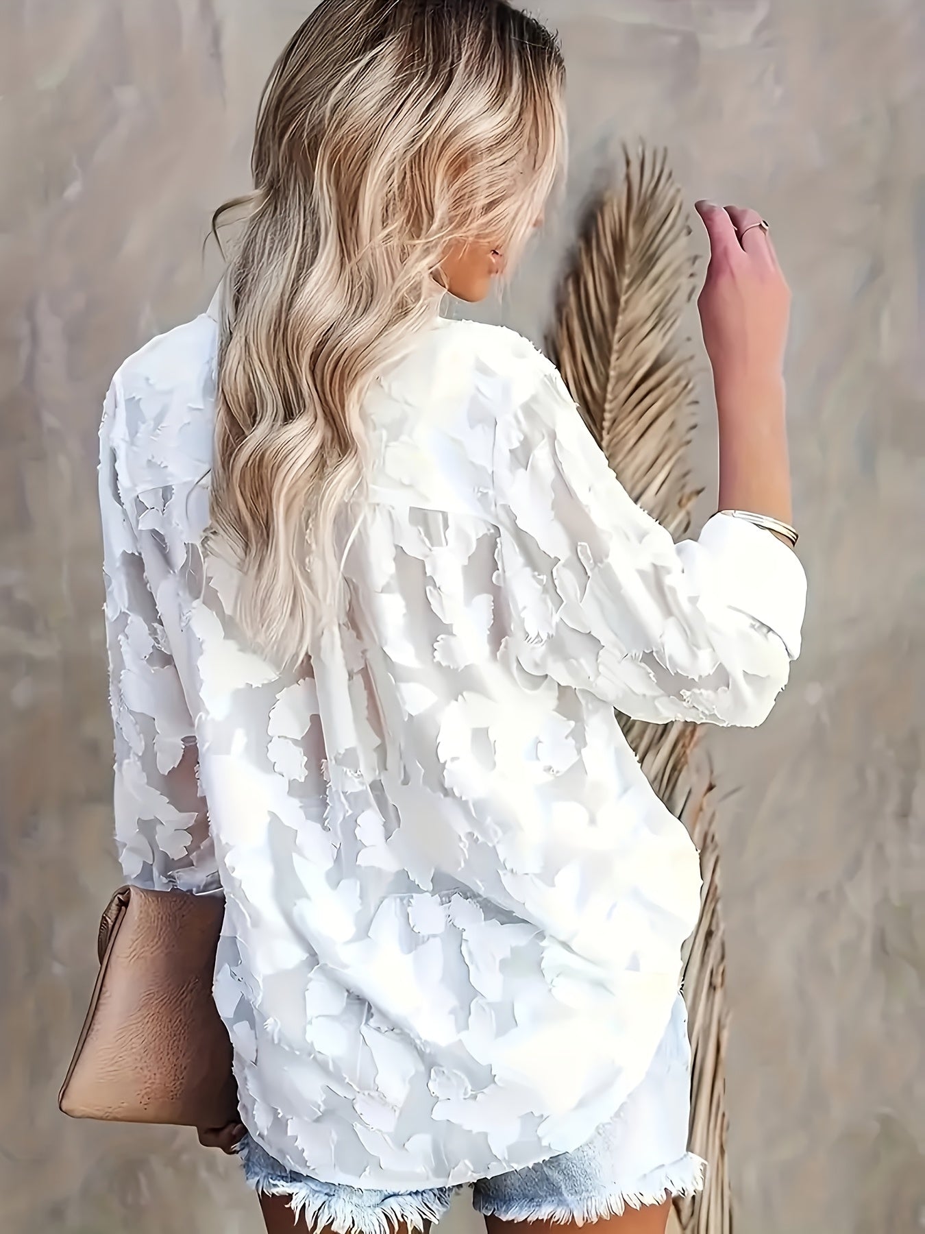 Dam Blus med Blommönster och Elegant
