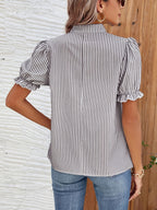 Dam Blus Randig Vardag Elegant Puffärm