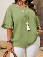 Dam Elegant Blus med Volangärm och