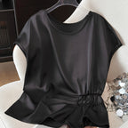 Dam Blus med Asymmetrisk Rynkning och