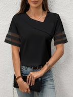 Dam Blus med Asymmetrisk Krage och