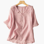 Dam Blus med Vintagekrage och Avslappnad