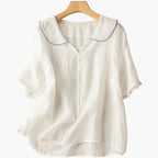 Dam Blus med Vintagekrage och Avslappnad