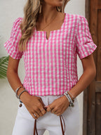 Dam Blus Elegant Rutig Vår/Sommar Top