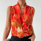 Dam Blus Ärmlös Omlott Vardagsstil Elegant