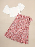Damers romantisk tvådelad sommaroutfit med blus