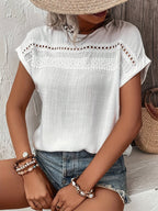 Dam Topp Elegant Sommarblus med Spets