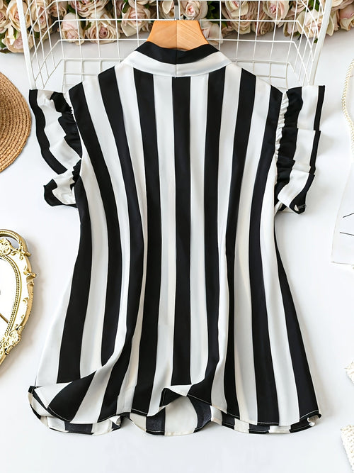 Dam Blus Elegant Randig Med Rosett