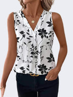 Dam Blus med Blommigt Mönster och