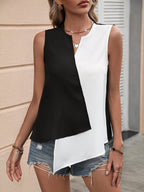 Dam Topp Elegant Asymmetrisk Ärmlös Sommarblus