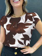Dam Blus Kortärmad Elegant Kontorsstil Lös