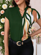 Dam Elegant Blus med Geometriskt Mönster
