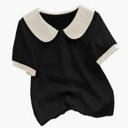 Dam Blus Elegant Kortärmad Med Krage