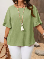 Dam Elegant Blus med Volangärm och