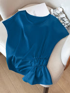 Dam Blus med Asymmetrisk Rynkning och