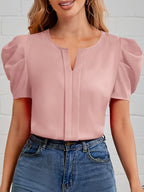Dam Elegant Blus med Puffärm och