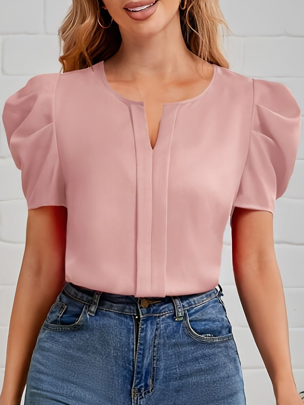 Dam Elegant Blus med Puffärm och