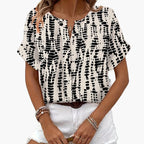 Dam Blus Elegant Mönstrad Kortärmad Top