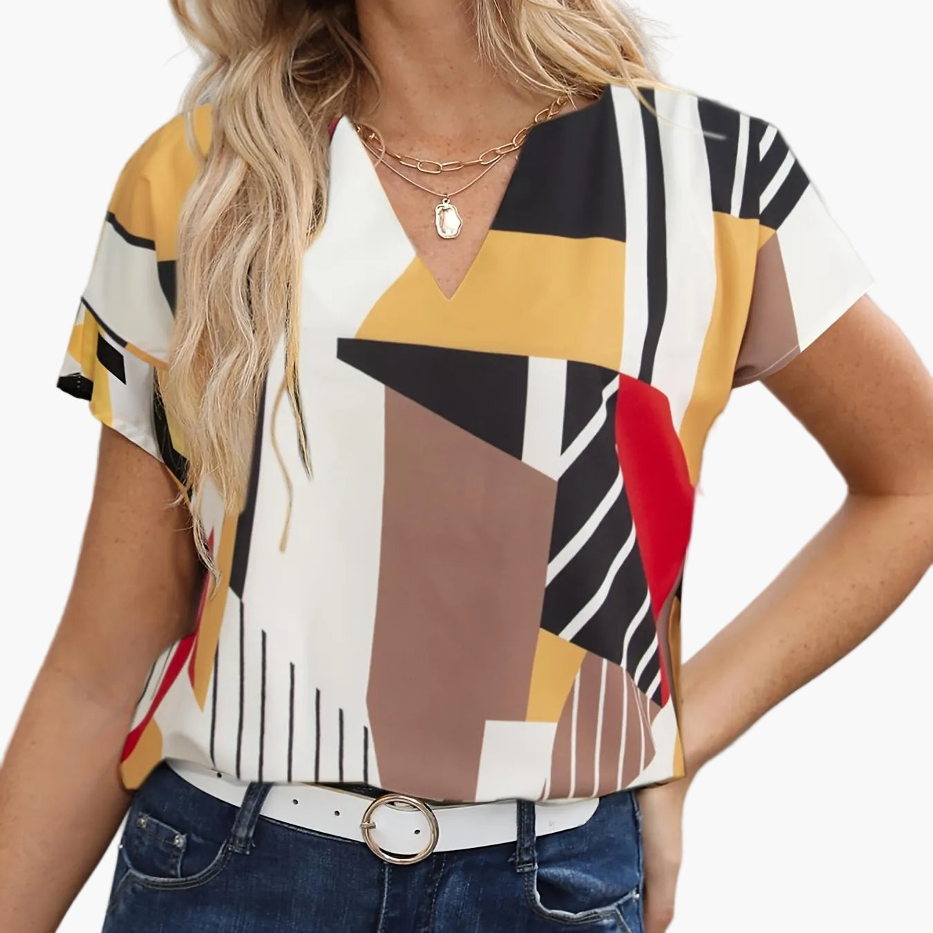 Dam Blus Geometriskt Mönster V