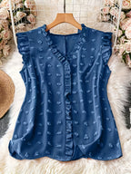 Dam Elegant Blus med Volangdetaljer och