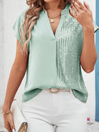 Dam Elegant Blus med Paljettdetaljer och
