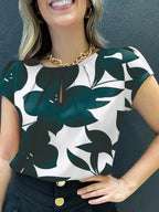 Dam Blus Kortärmad Elegant Kontorsstil Lös