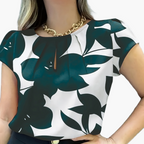 Dam Blus Kortärmad Elegant Kontorsstil Lös