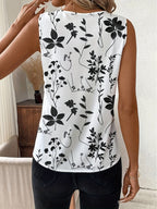 Dam Blus med Blommigt Mönster och