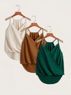 Dam Halterneck Draperad Ärmlös Blus
