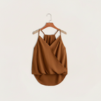 Dam Halterneck Draperad Ärmlös Blus
