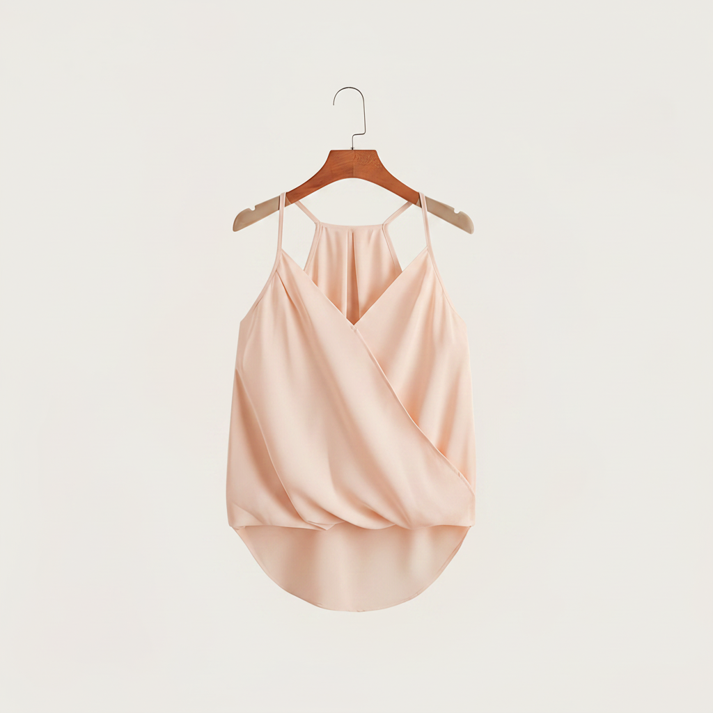 Dam Halterneck Draperad Ärmlös Blus