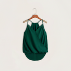 Dam Halterneck Draperad Ärmlös Blus