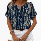 Dam Blus Elegant Mönstrad Kortärmad Top