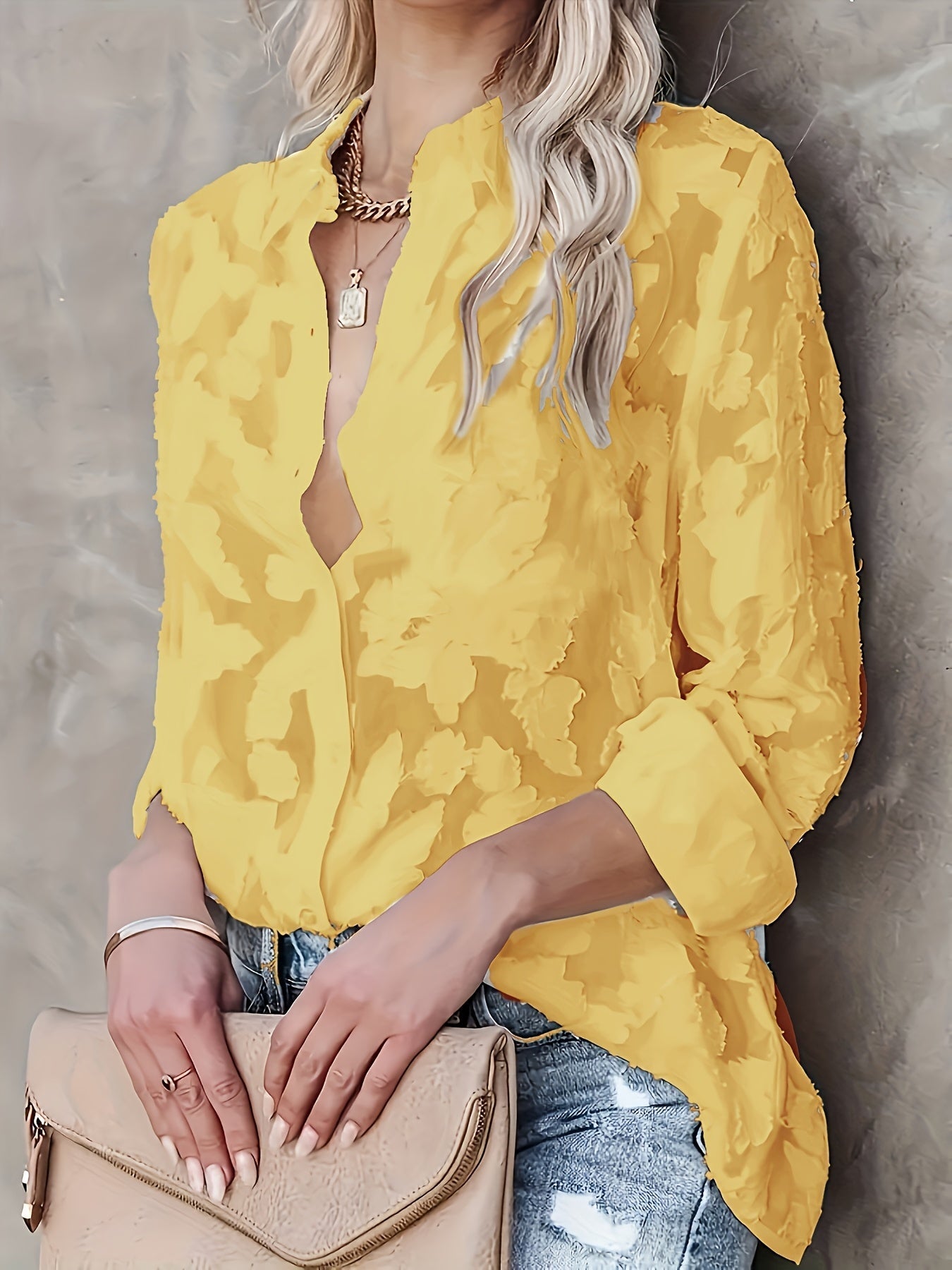 Dam Blus med Blommönster och Elegant