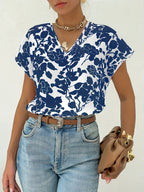 Dam Elegant Blus med Blommönster och
