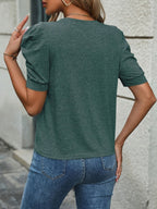 Dam Topp Elegant Puffärm Kortärmad Blus