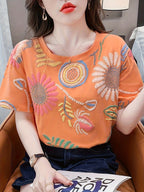 Dam Topp Broderad Boho Stil Ledig