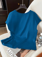 Dam Blus med Asymmetrisk Rynkning och