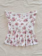 Dam Peplum Blus med Blommigt Mönster