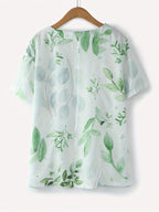 Dam Blus Vintage Blommig Kortärmad Sommartopp
