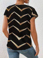 Dam Topp Elegant Geometriskt Mönster Kortärmad